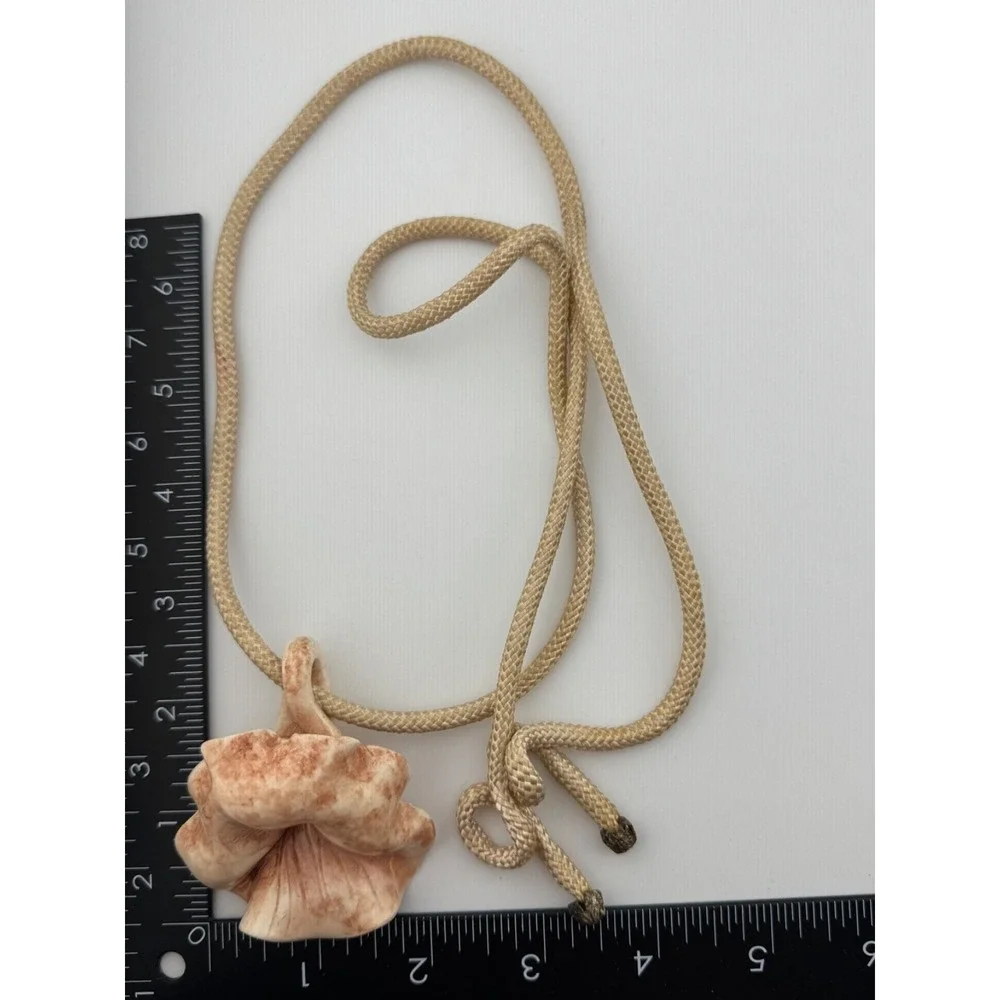 Vintage Miriam Haskell Signed Ceramic Flower Pendant Original Rope Necklace